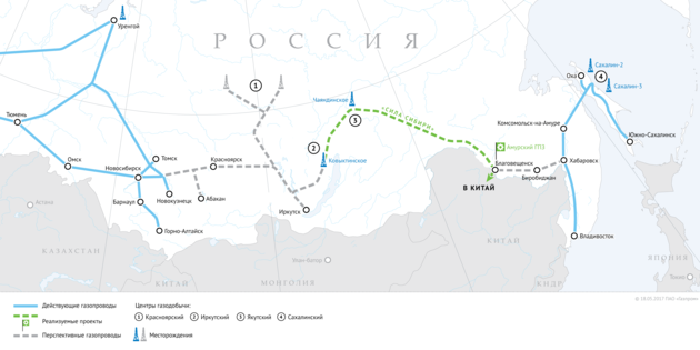 "Газпром" приблизил начало поставок газа в Китай по "Силе Сибири"