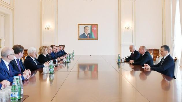 Ильхам Алиев принял делегацию во главе с Валентиной Матвиенко