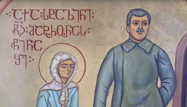 Икона Матроны Московской с изображением Иосифа Сталина